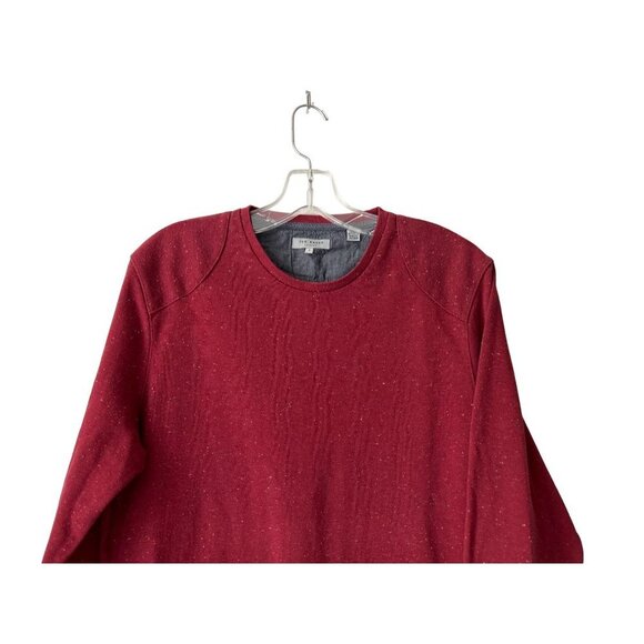 Ted Baker Size 3 (Large) Crewneck Shoulder Patch Red Cotton Heather Sweater - Picture 2 of 8